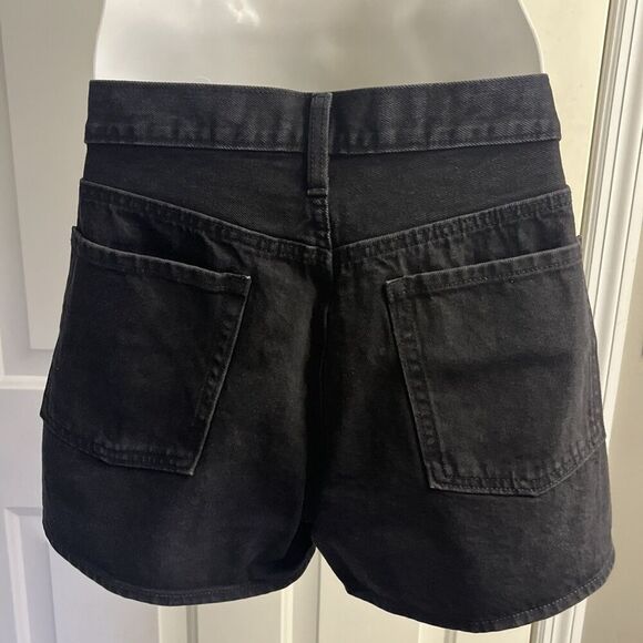 Old Navy High Rise Black Slouchy Straight Distressed Short Button Zip Pockets 12 - Picture 6 of 10
